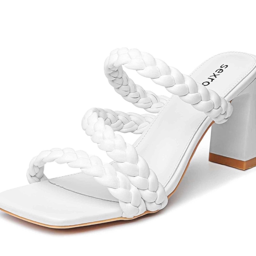 White Braided Heels/Sandals. Size 6.5